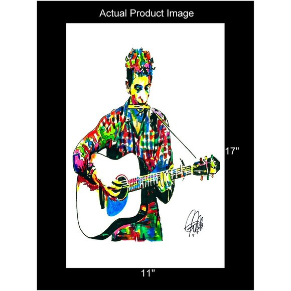 Bob Dylan Guitar Folk Rock Music Poster Print Wall Art 11x17 - Picture 2 of 5